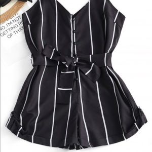 Black and White Striped Romper